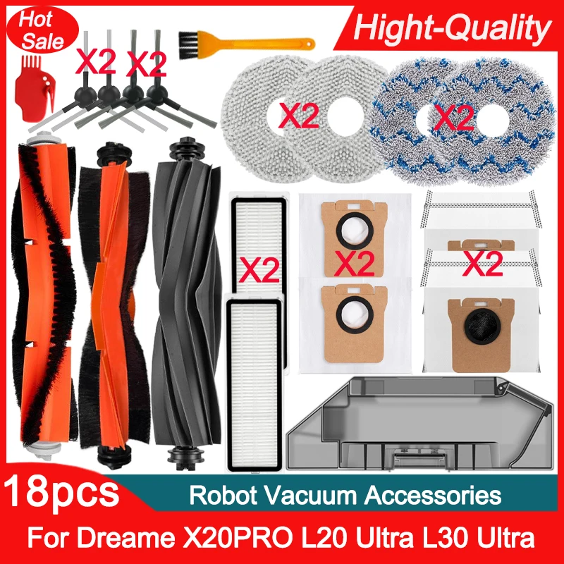 Dreame Bot L20 Ultra / X20 Pro /L30 Ultra 7000Pa Fully Automatic Spare Parts：Roller/Side Brush，Mops，Filter，Dust Bag/Box Optional