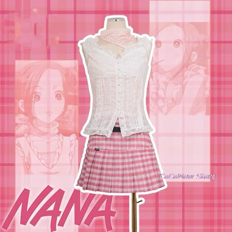 Nana Komatsu Ninja Cosplay Fato com Peruca para Mulheres, Roupa Rosa Diária, Uniforme Sexy para Meninas, Fato de Festa de Halloween