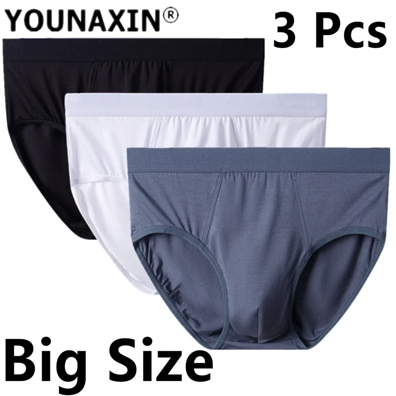 

3 Pcs Big Size Underwear Men Sexy Lingerie Panties Briefs Underpants Boy Undies Tighty-whities Undershorts Solid Color Knickers