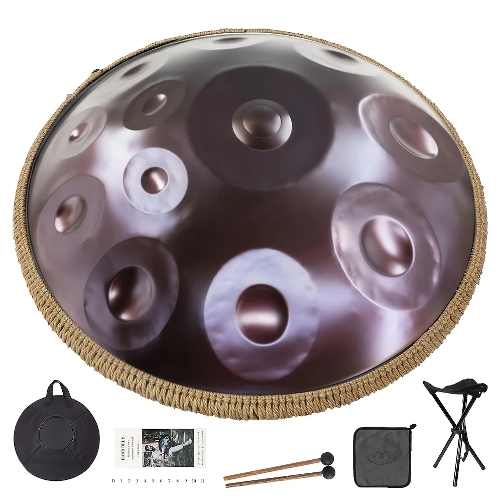 

9/10/12 note handpan drum, 22" D minor, 440Hz,, deep purple, harmonious percussion instrument for performance, meditation
