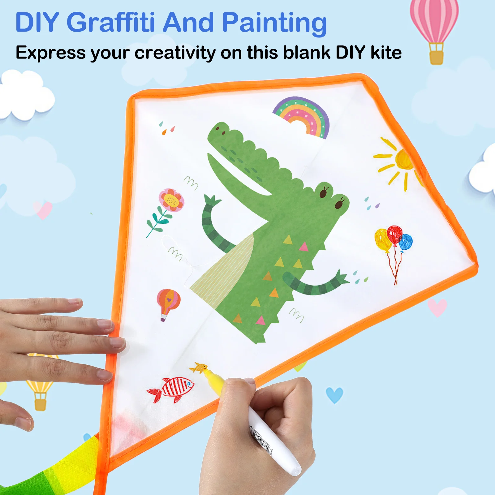 ชุดทำว่าว DIY 5 ชุด ว่าวเปล่าสำหรับเด็ก ระบายสี วาดภาพ งานฝีมือ กิจกรรมครอบครัวกลางแจ้ง บินสนุก สร้างสรรค์ โปรเจ็กต์สร้างความสนุก