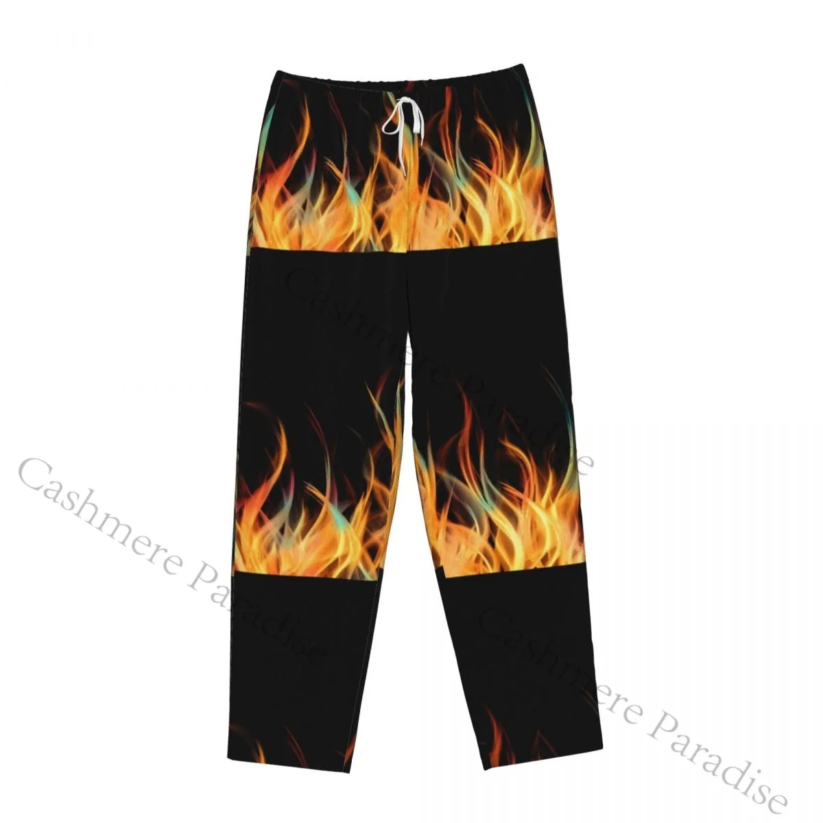 برتقالي اللهب النار الدافئة المرأة بيجامة السراويل الفانيلا النوم قيعان لينة الصوف المتسكعون