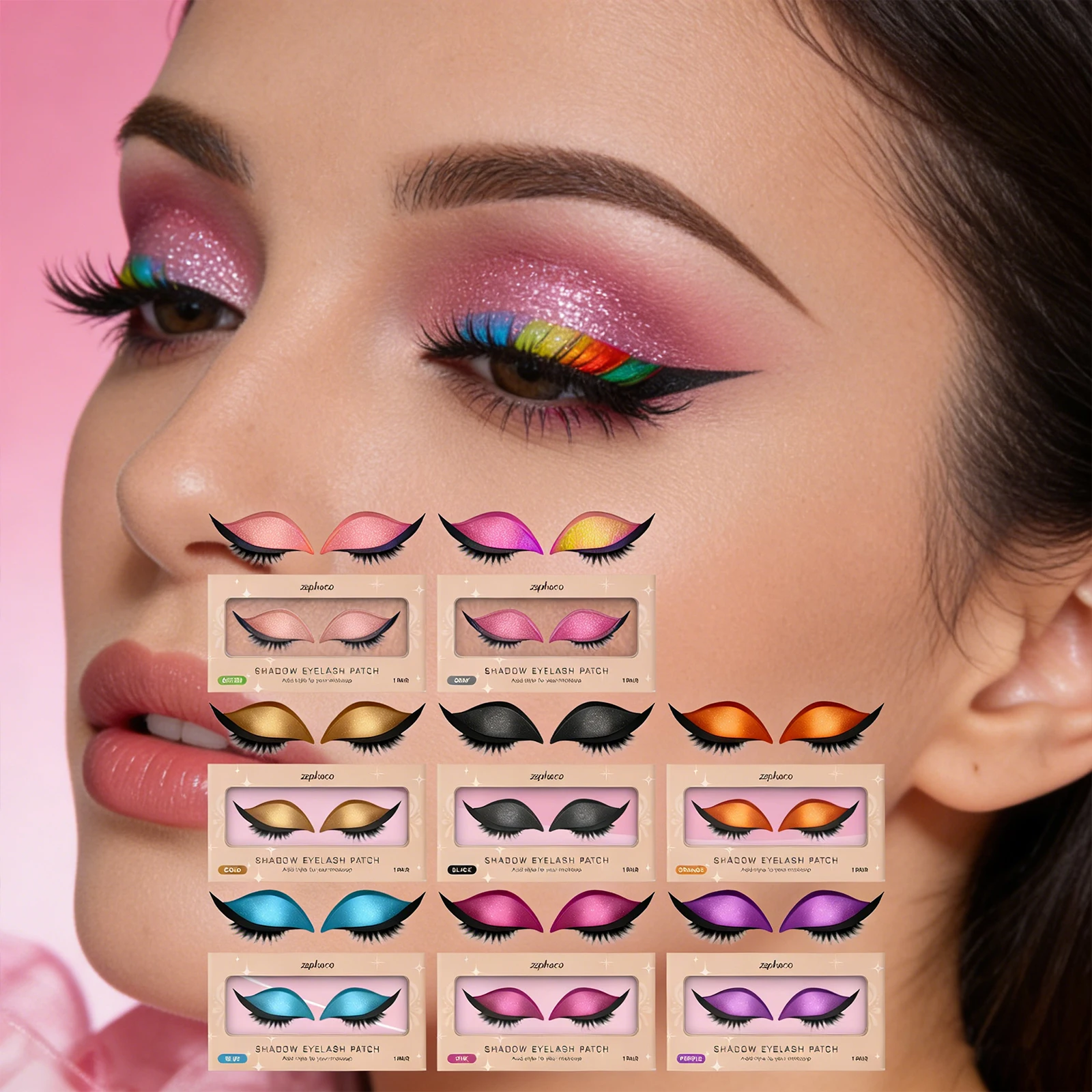 

Reusable Eye Shadow Eyelash Patch 2-in-1 Eye Makeup Sticker Self Adhesive with False Lashes & Shadow Waterproof Cosmetic Tools