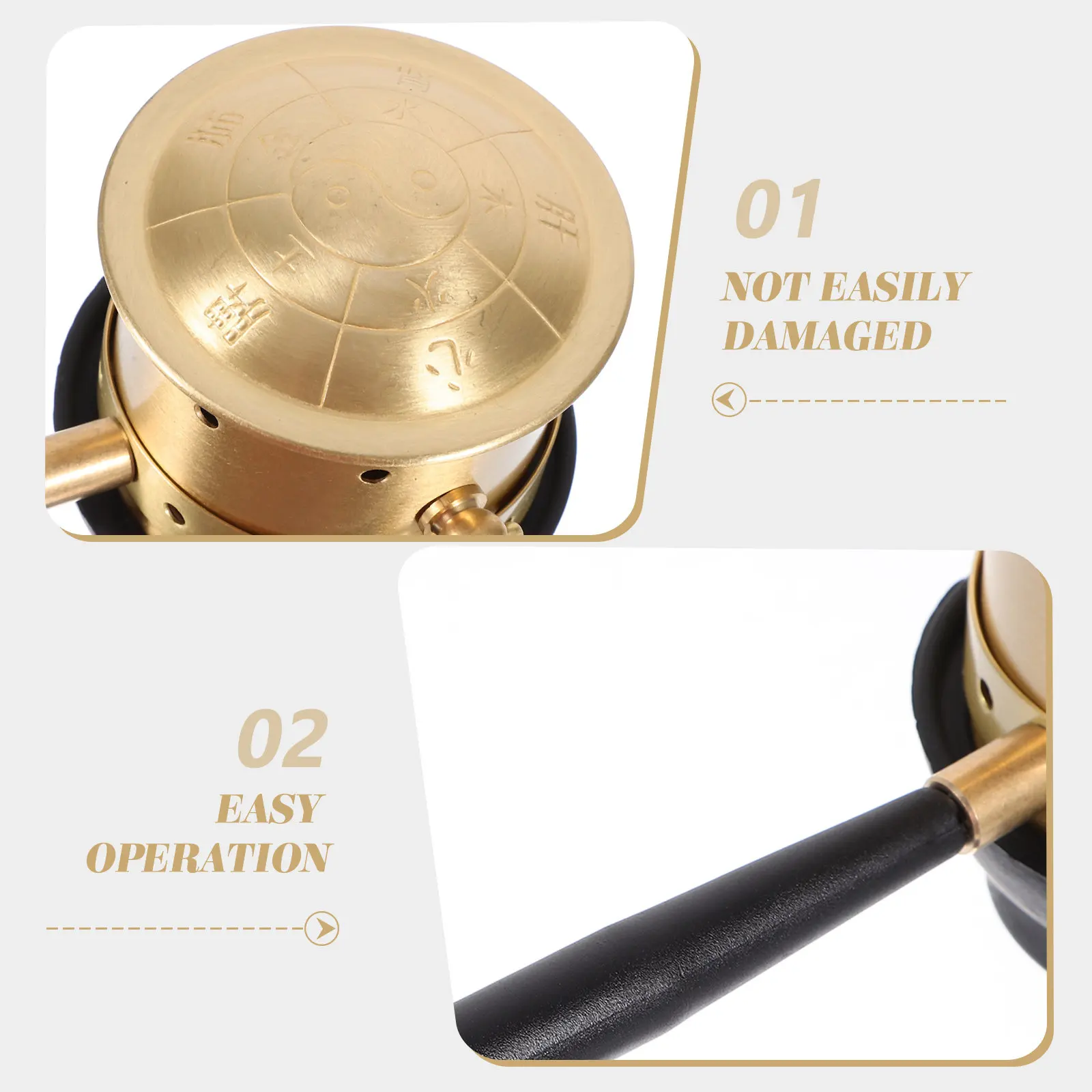 1Set Copper Moxibustion Box Pure Copper Moxa Burner Ergonomic Handle Warm Moxibustion Tool for Blood Circulation