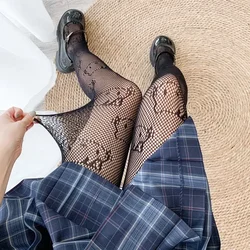 Women Sexy Fishnet Kitty Cat Pattern Long Stockings JK Uniform Pantyhose Cute Cartoon Nylon Mesh Tights Anime Lolita Long Socks