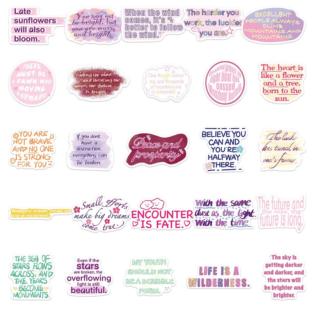 10/30/50pcs Rosa Citazioni Ispiratrici Adesivi Frasi Motivazionali Adesivo Del Fumetto Del Computer Portatile Notebook Telefono Carino Decalcomanie Decorazione