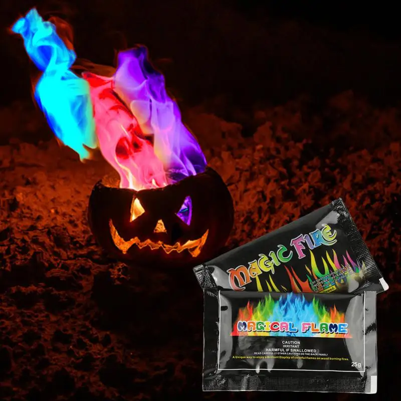 Mystical Fire Magic Tricks Coloured Flames Bonfire Sachets Fireplace Pit Patio Color Toy Magicians Pyrotechnics Party Tools