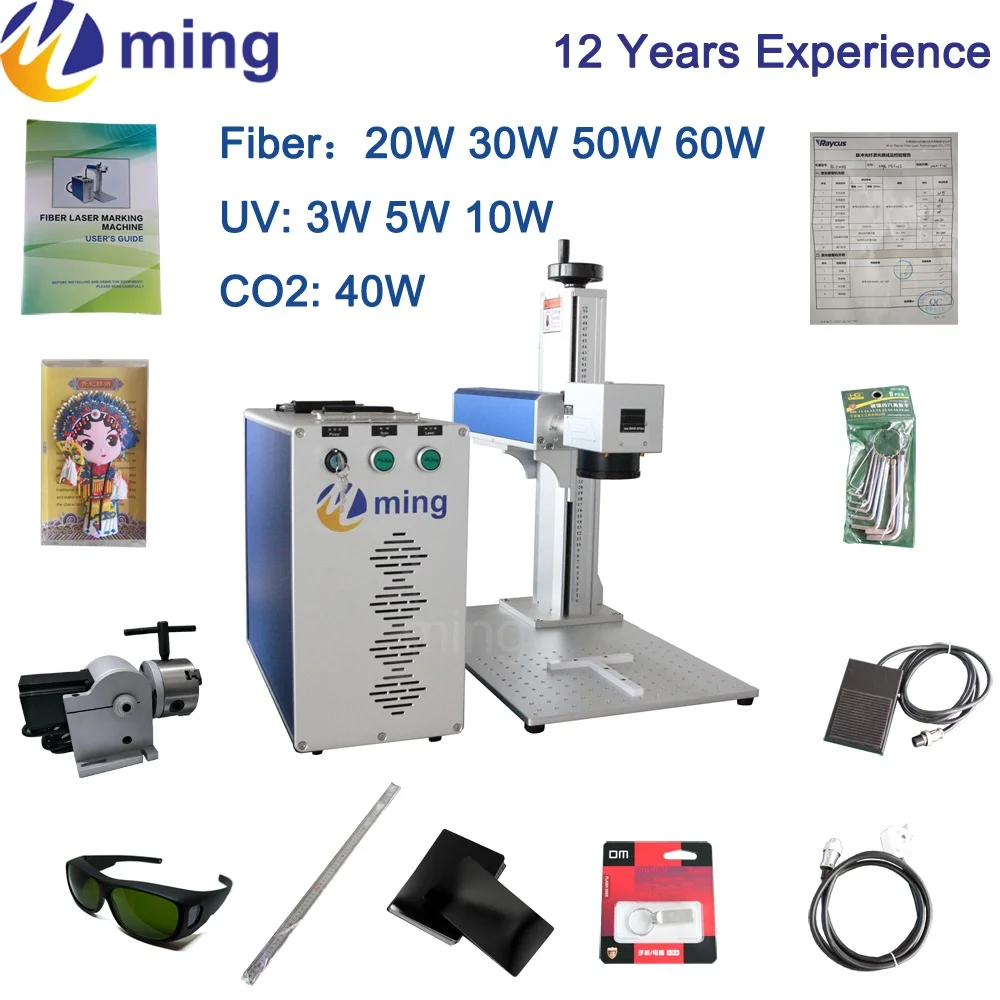 MINGLAN 20W 30W 50W Fiber Laser Marking Machine Stainless Steel Nameplate Metal Lettering