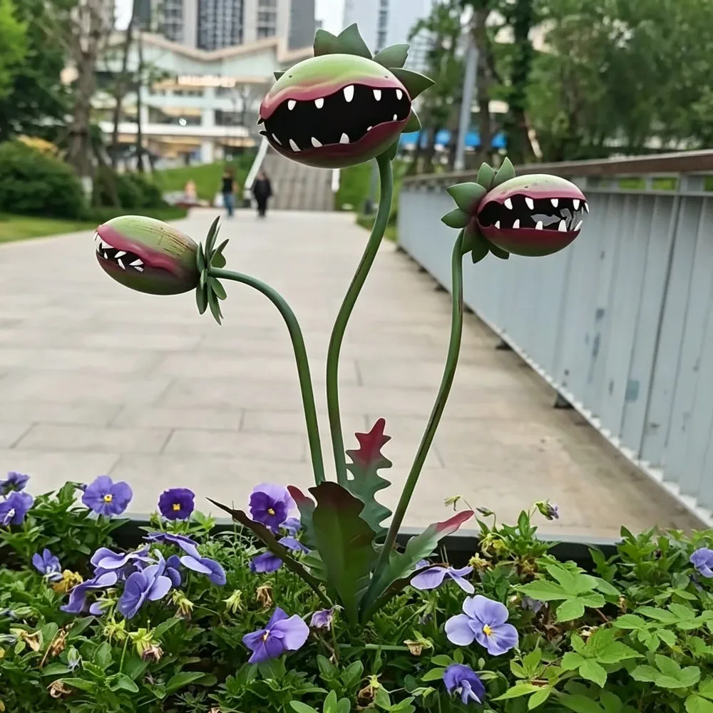 Carnivorous Flower Garden Stake 25 Inch Outdoor Funny Large Resin Venus Flytrap New Monster Sculpture Plant Yard Lawn Art Decor