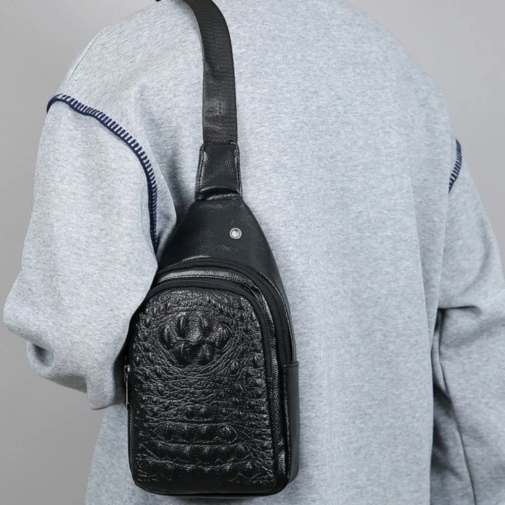 Solid Color Men's Chest Bag Anti-splash Water Multi-functional Handheld Crossbody Pack Adjustable Strap Minimalist