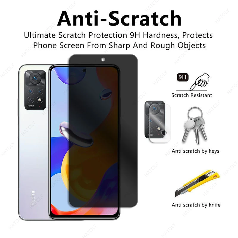 Privacy Screen Protector For Xiaomi Redmi Note 11 Pro 4G Global Camera Lens Protector For Redmi Note 12 Pro 4G Anti-spy Glass