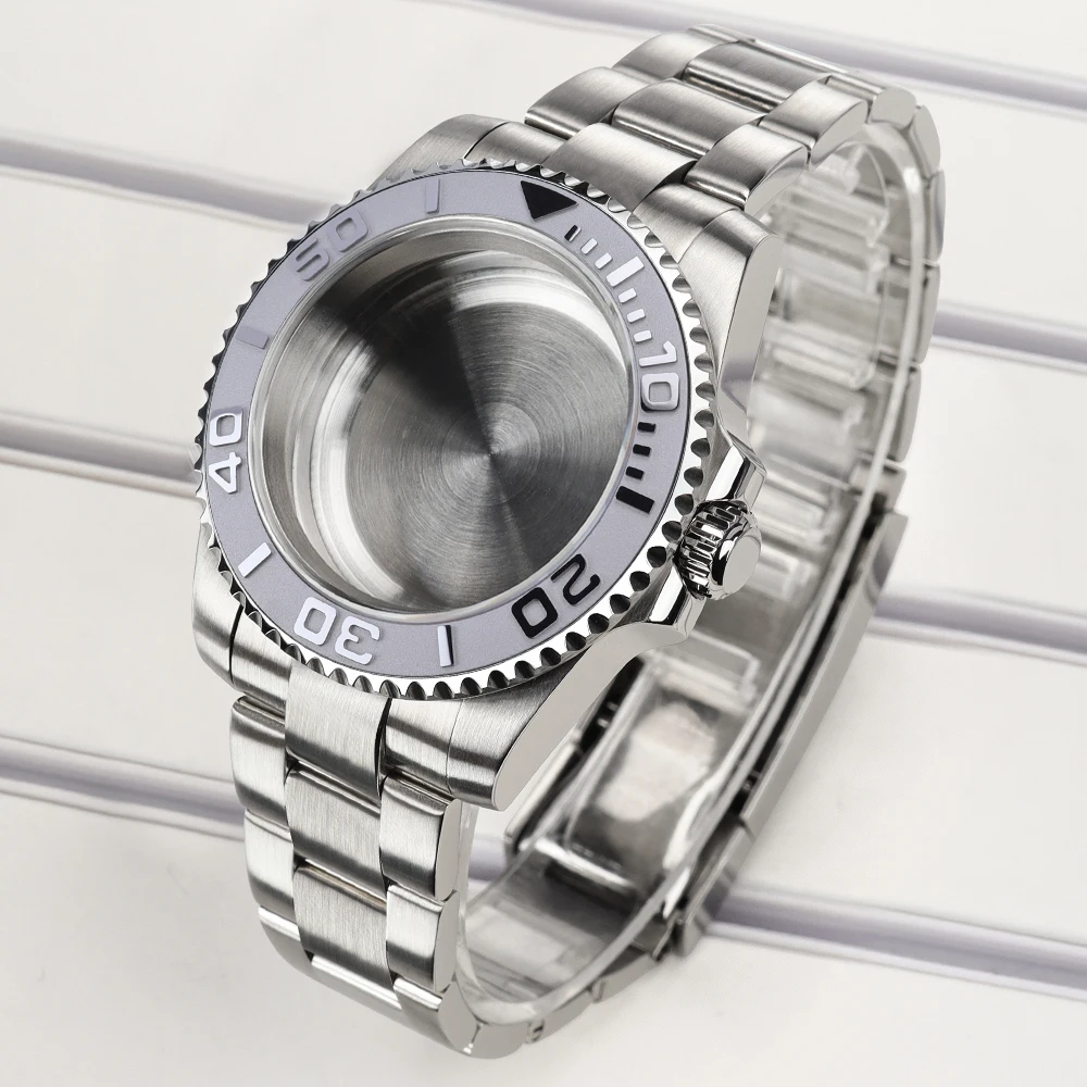 40mm NH35 Gehäuse Saphir für GMT SUB Yacht NH34 NH35 NH36 4R 7S Miyota8215 DG2813 ETA2824 Gebürstetes Oyster-Armband 2813 Uhrengehäuse – Detail 3