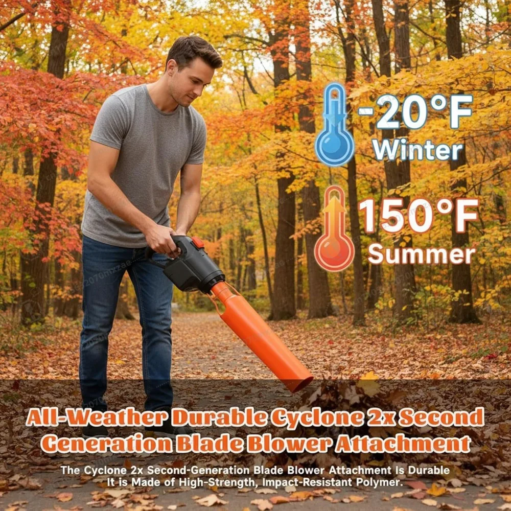 قطعة واحدة من معزز الهواء لمنفاخ أوراق الشجر، مضخم تدفق الهواء من الجيل الثاني، مضاعفة هواء منفاخ أوراقك (برتقالي، أسود)