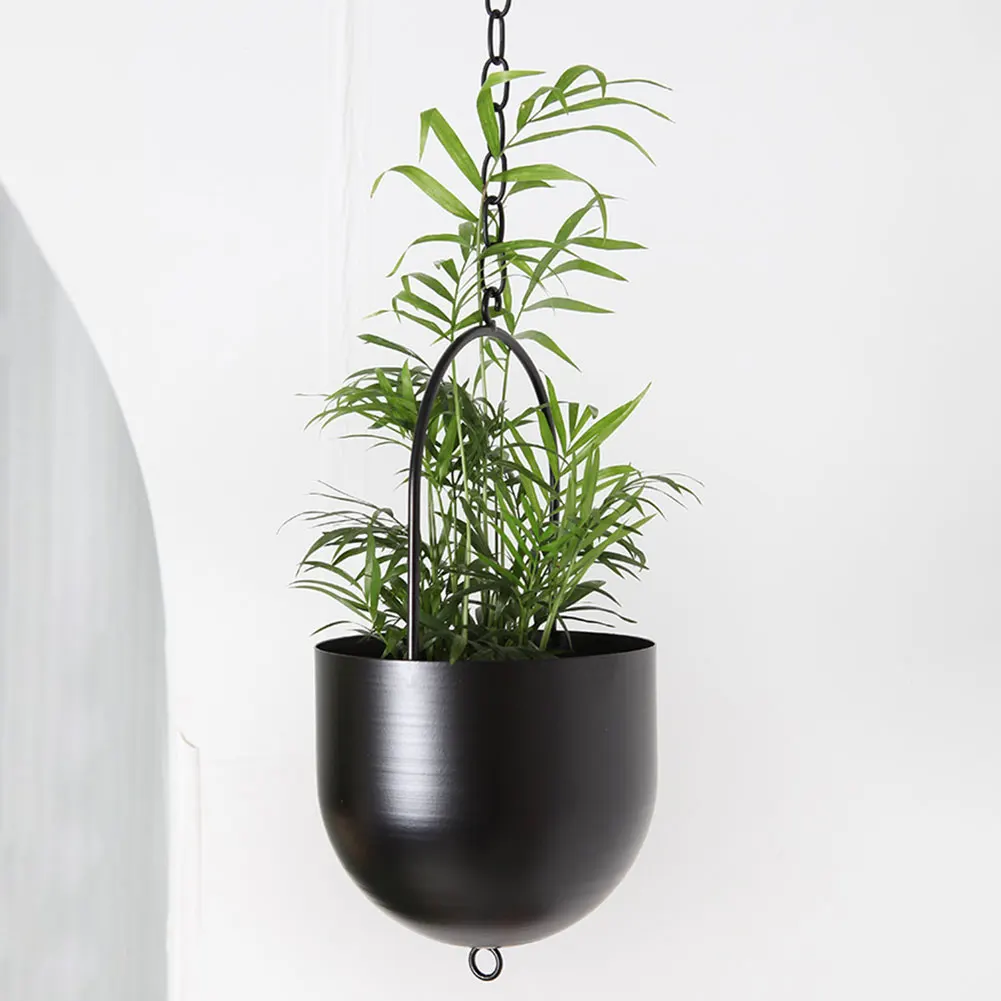 Metal Hanging Planter Pots Modern Plant Pot Container Minimalist Hanging Flower Pots Creative for Indoor Outdoor Garden Balcony