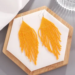 Cross-border European and American ethnic style handmade beads earrings tassel color Bohemian retro earrings earrings women