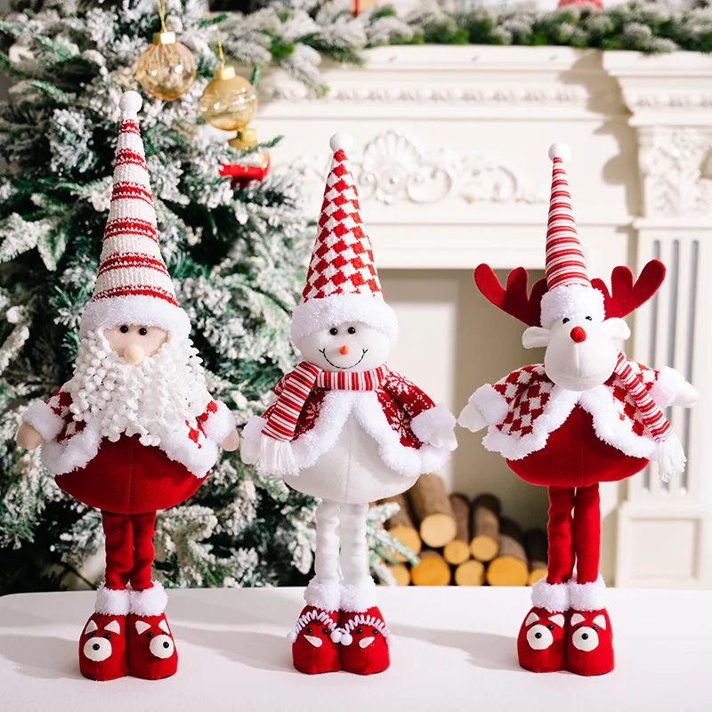 

Santa Claus Snowman Elk Telescopic Long Legged Doll Merry Christmas Decorations kids Plush Toys Xmas Ornament new year Doll Gift