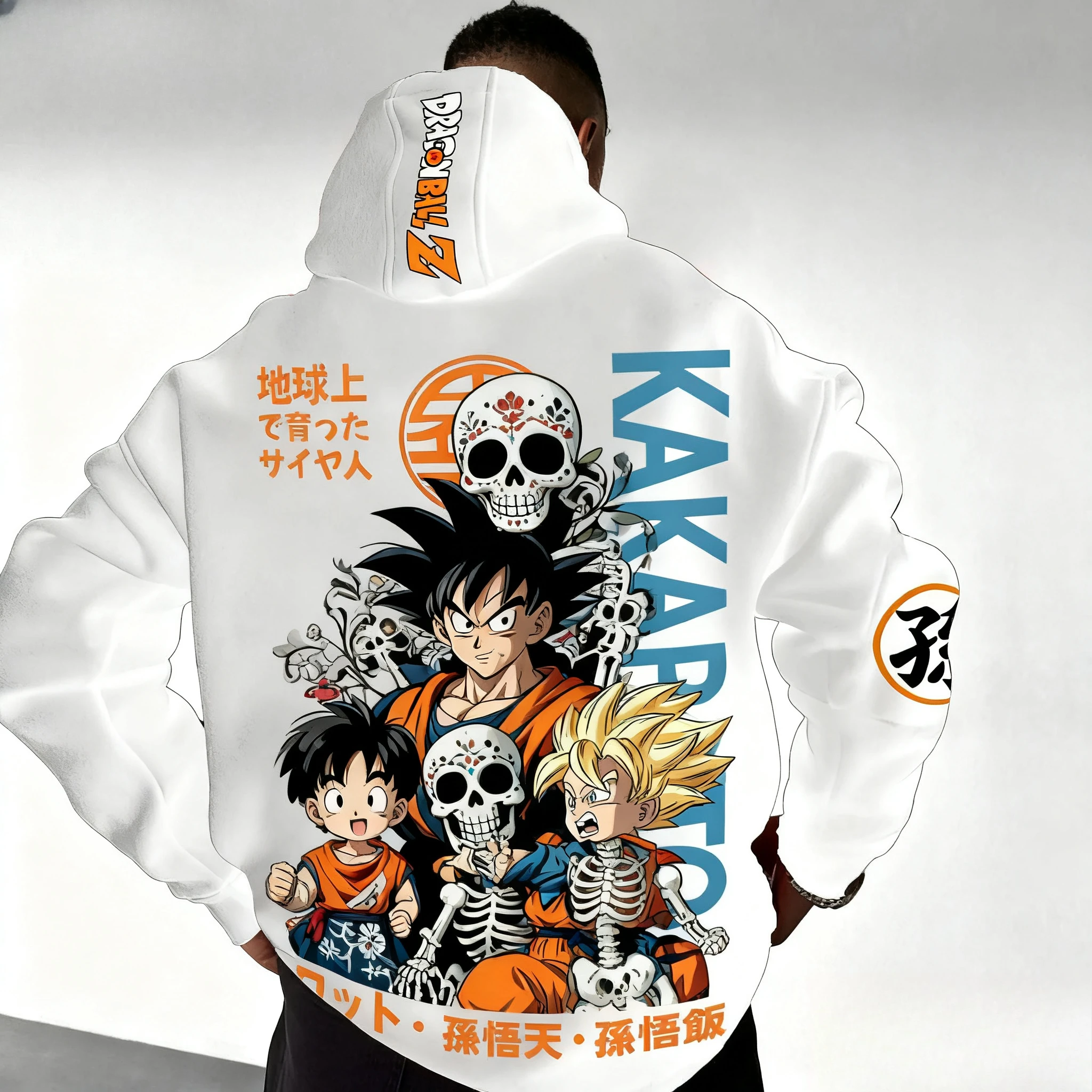 Bandai Skull Wukong Wufan Wutian Felpa con cappuccio da esterno autunno e inverno stampata da uomo e da donna Top caldo ampio di grandi dimensioni