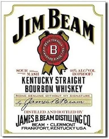Letrero Metálico Retro con Relieve de Whisky Bourbon Jim Beam White Label - Aluminio