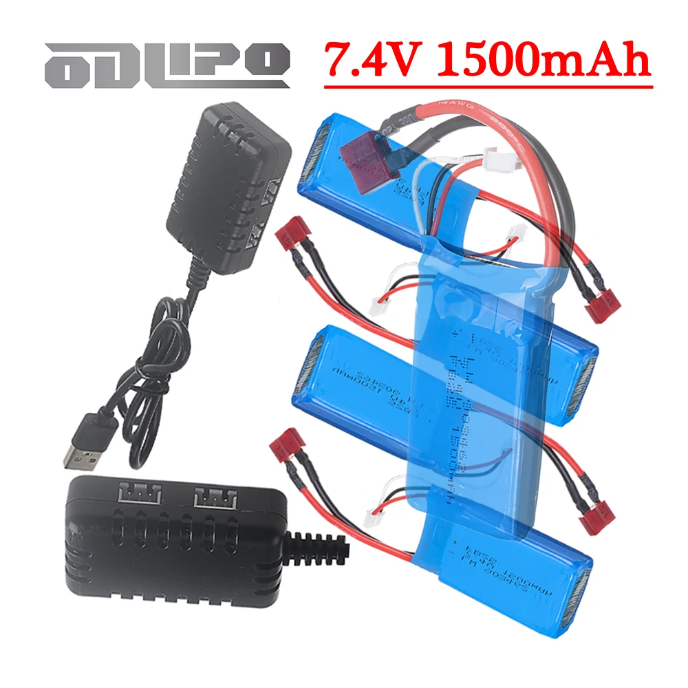 2S Li-Po 1500mAh 7.4V Battery With 2IN1-Charger for WLtoys 1