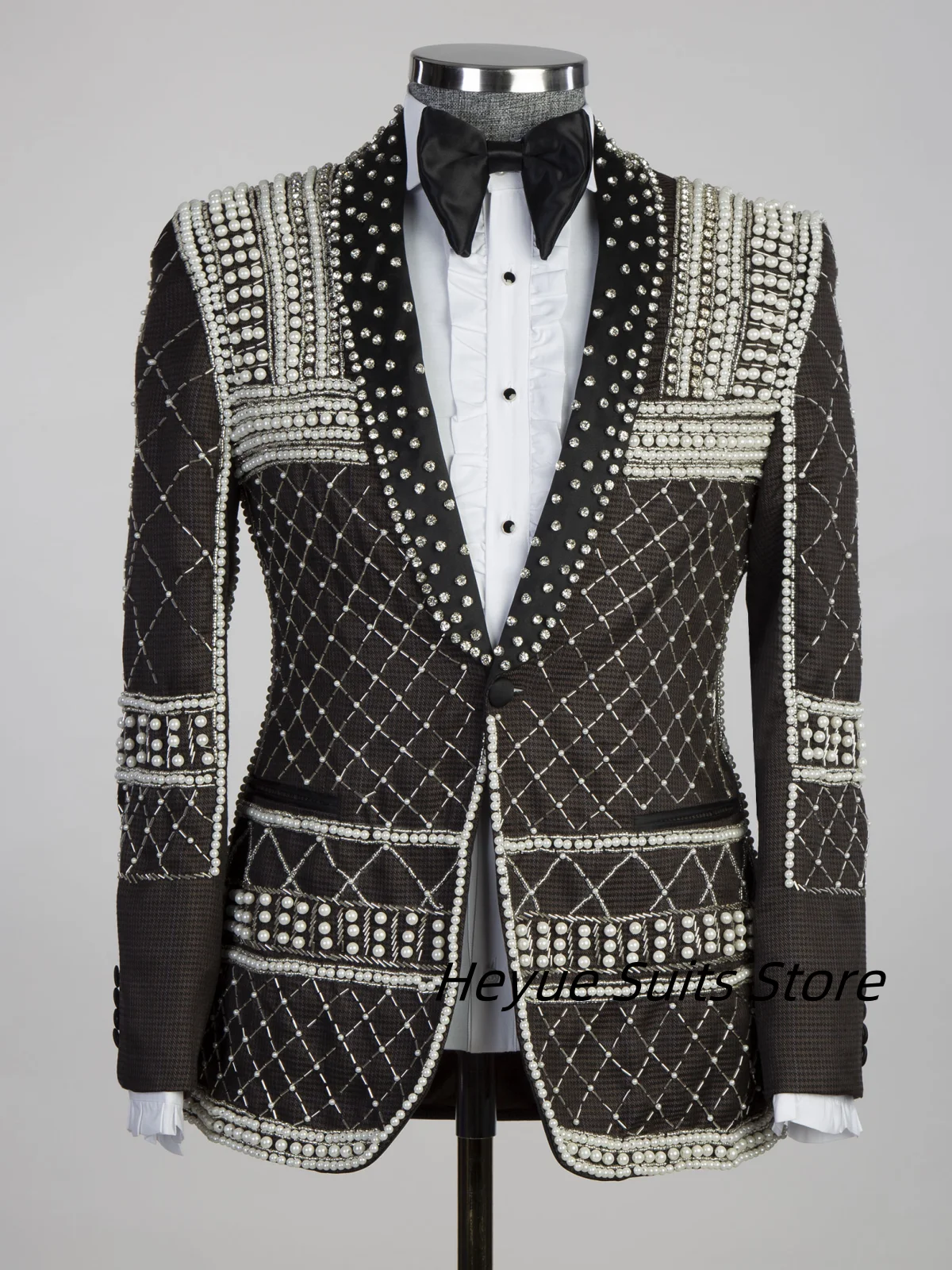 Shiny Designer Male Prom Party Blazers Customized Luxuly Groom Wedding Tuxdos 2 Pcs Sets High-end Men Suits Handsome Ropa Hombre