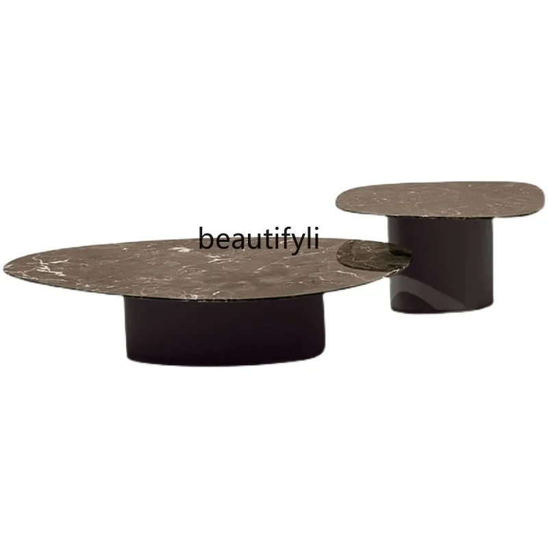 

New Marble Coffee Table Modern Light Luxury Small Apartment Italian Designer Minimalist Combination Sets furniture living