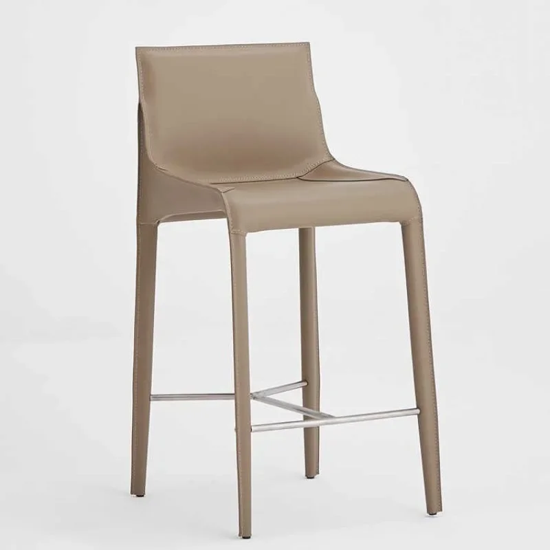 Simple Modern Bar Chair Saddle Leather Armrest Bar Home Nakajima High Stool Designer Hotel Backrest