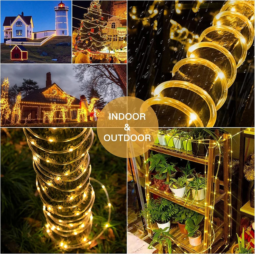 Imagem -02 - Solar Rope Lights para Exterior Tubo de Pvc Impermeável Solar String Lights Decoração ao ar Livre para Jardim Pátio Cerca Deck 328 Y2k