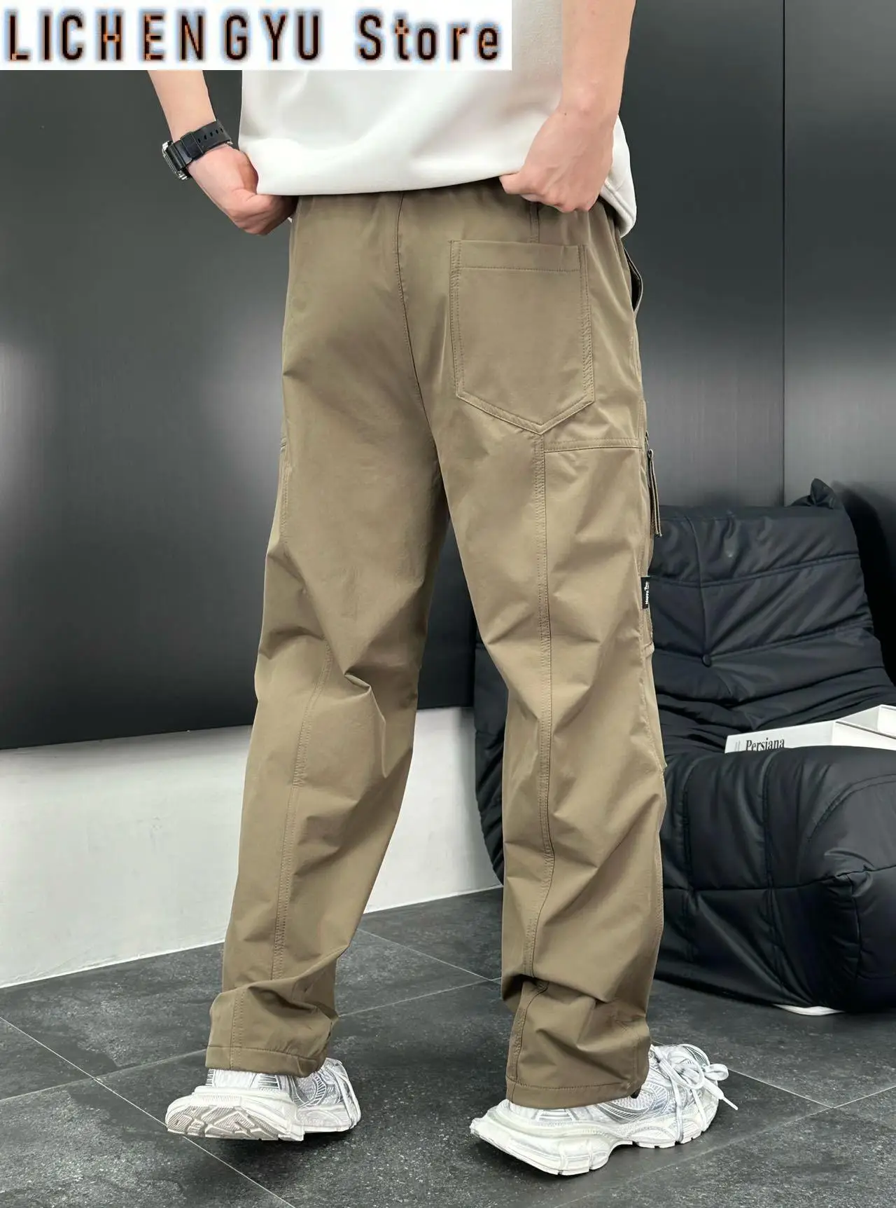 Men's Workwear Straight Leg Pants American Styles Multiple Pockets Loose Wide Leg Trousers Outdoor Sports Paratrooper Pants