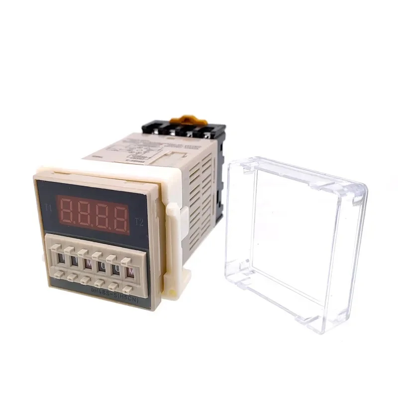 DH48S-S 0.1s-990h AC 110V 220V DC 12V 24V Repeat Cycle SPDT Programmable Timer Time Switch Relay with Socket Base