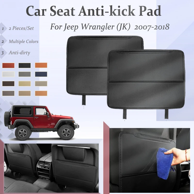 Car Rear Seat Back Covers For Jeep Wrangler JK 2007-2018 Leather Carpets Storage Pocket Bags Kid Protector Pads Auto Accessories