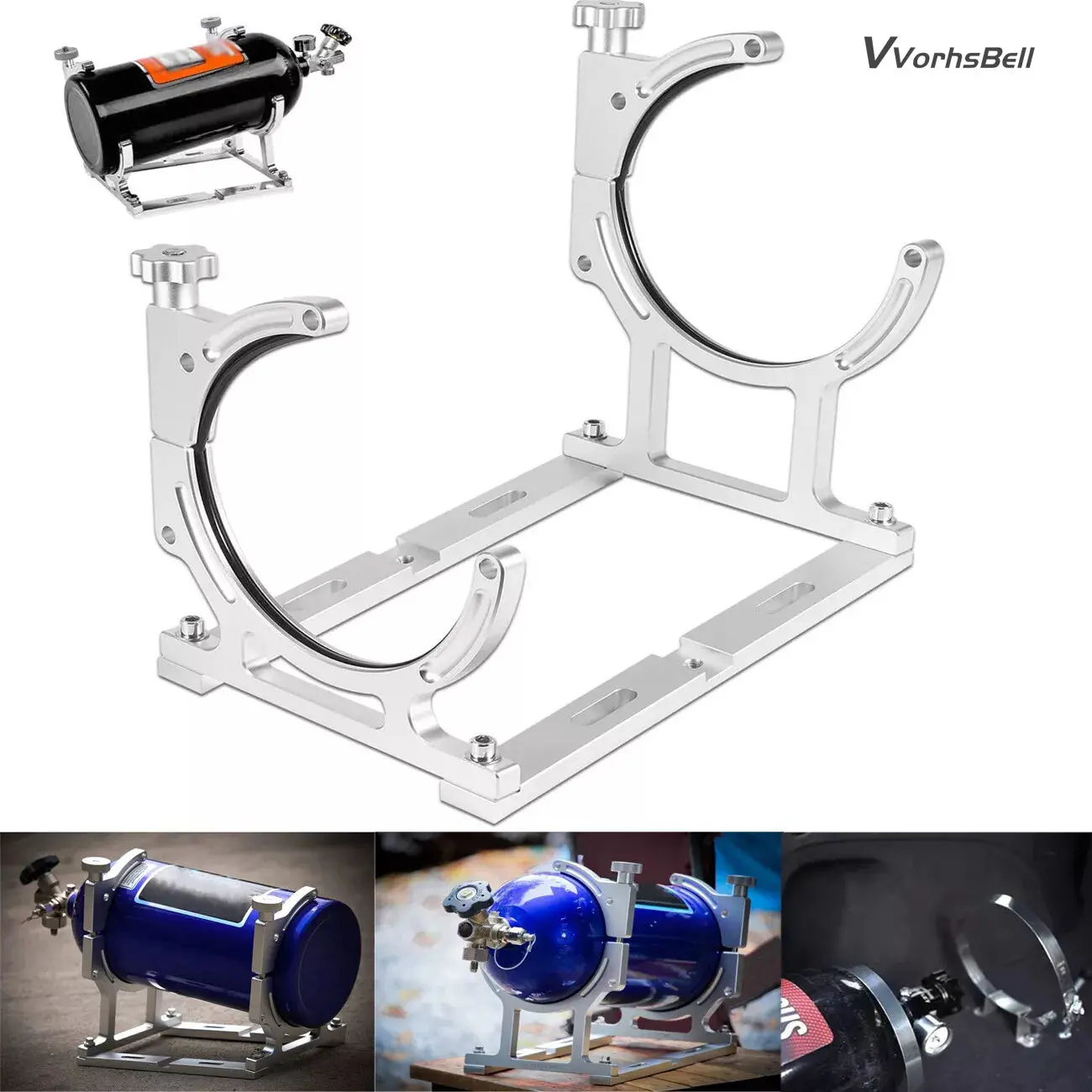 Кронштейн-держатель для одной бутылки с азотом, 7-дюймовый кронштейн для держателя одной бутылки из оксида азота, серебристый, черный