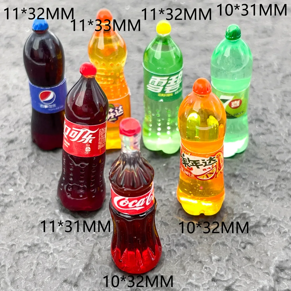 5 szt. Symulacja jedzenia i zabawy, model butelki napoju Cola, akcesoria z żywicy, DIY etui na telefon komórkowy, dziurkowane buty, kwiaty, akcesoria do włosów.