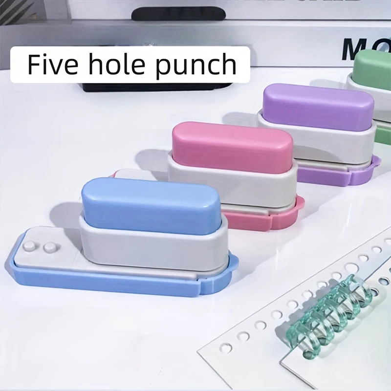 Efficient DIY 5-Hole Punch for Binder Office Desk Organizer Sharp Paper Punch Tool for Notebook File Binding