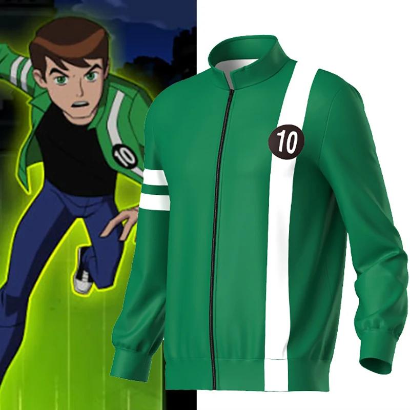 Ben Tennyson 10 Cosplay Coat Adult Kids Unisex Green Jacket Casual Halloween Costume Uniform Overcoat Tops Party