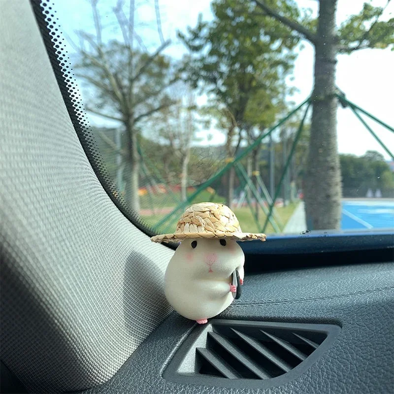 Mini Car Decoration Window Central Control Foodie Hamster Doll Super Cute Melon Seed Cheese Rat Car Accessories（random Style）