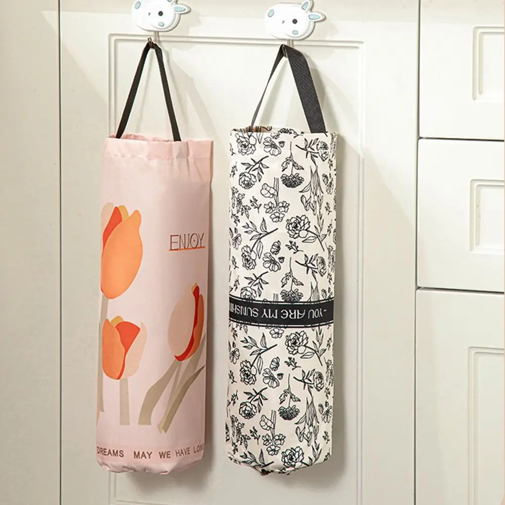 Cartoon Pattern Grocery Bag Holder Bottom Opening Smooth Extraction Garbage Bag Organizer Wall Mounted Space-Saving