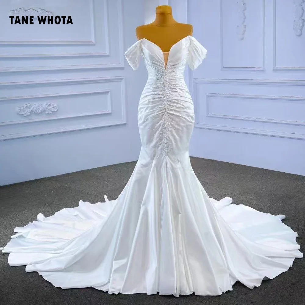 Vestidos De Novia 2025 Sweetheart Off Shoulder Lace Up Back Ruched Sexy Bridal Dress Customized Mermaid Wedding Dress