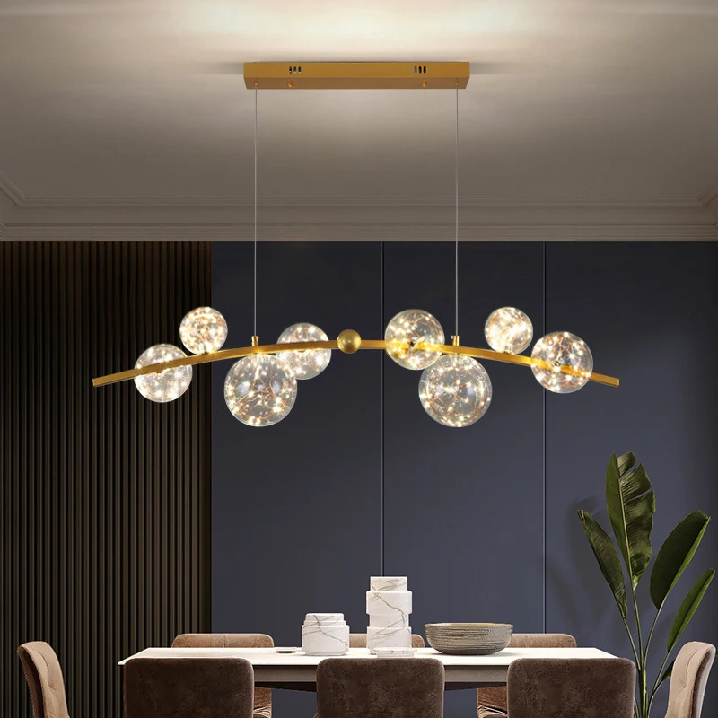 Moderne Restaurant LED Kronleuchter Gold/Schwarz Wohnzimmer Küche Luxus Innen Beleuchtung Raum Dekoration Nordic Lampen