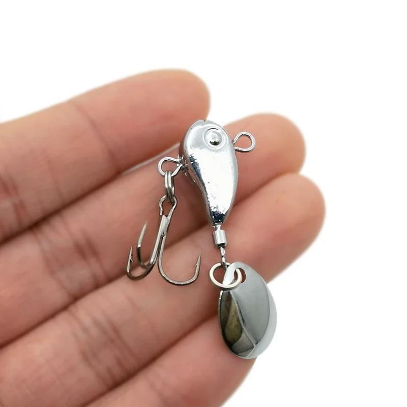 OUTKIT Metal Mini VIB With Spoon Fishing Lure 8.5g Winter Ice Fishing Tackle Pin Crankbait Vibration Spinner Sinking Bait