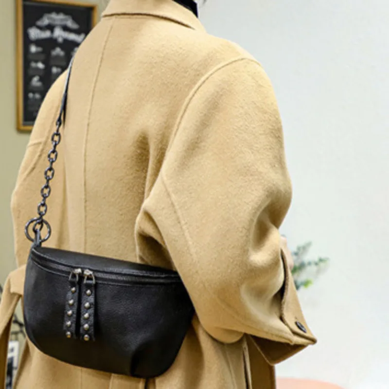 Koeienhuid Schouder Enkele Toplaag Tas Mode Crossbody Ketting Handtas Voor Vrouw Hoogwaardige Messenger Veelzijdige Luxe