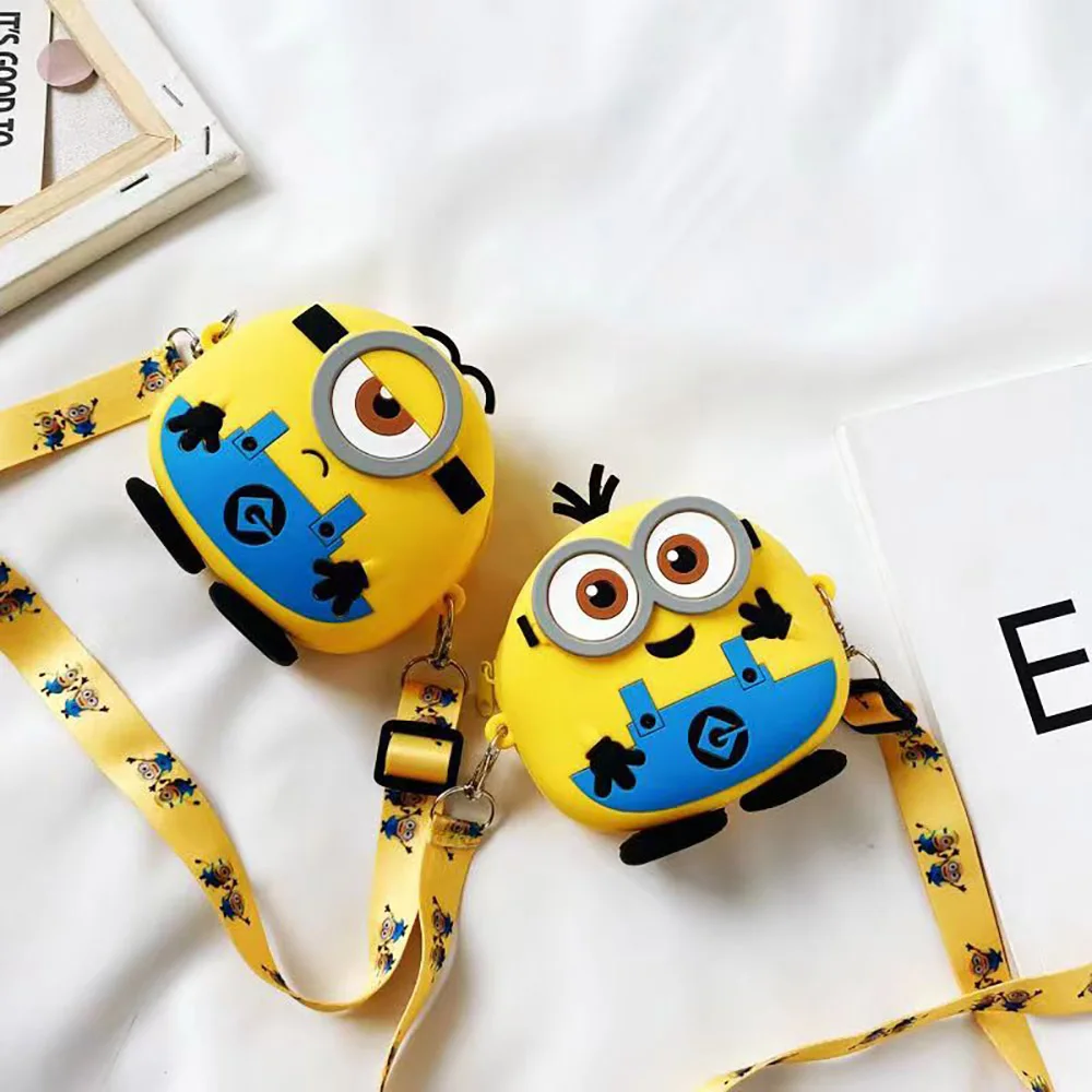 

Minions Silicone Shoulder Bag Kawaii Anime Crossbody Bag Waterproof Coin Pouch Cartoon Purse Children's Outdoor Satchel Backpack