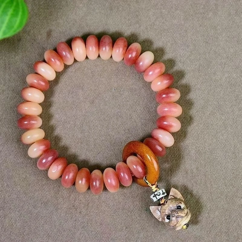 Authentic, guaranteed! Ultra-smooth camel bone semi-precious abacus bead bracelet for meditation, can be wrapped around the fing