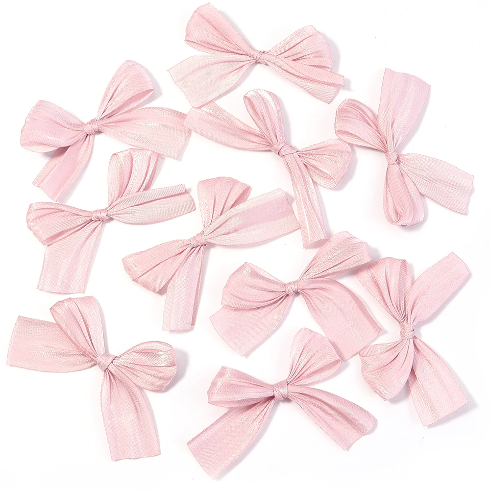 10 Stuks 4x5.5cm Parelmoer Satijnen Lint Strikken Kleurrijke Vouw Kleine Strik Voor Geschenken Bloem Verpakking Deco DIY Bruiloft decor