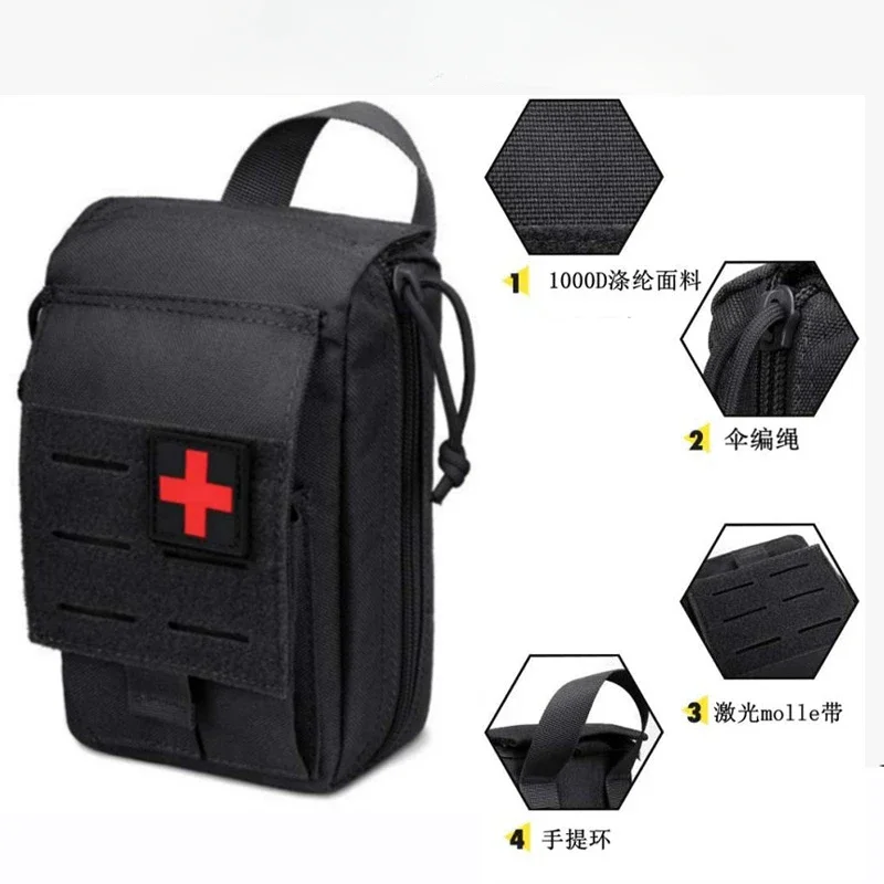 Imagem -06 - Bolsa de Cintura Tática Militar Emt Kit de Primeiros Socorros de Liberação Rápida Acampamento Médico Caça Acessórios Edc Pacote de Sobrevivência ao ar Livre