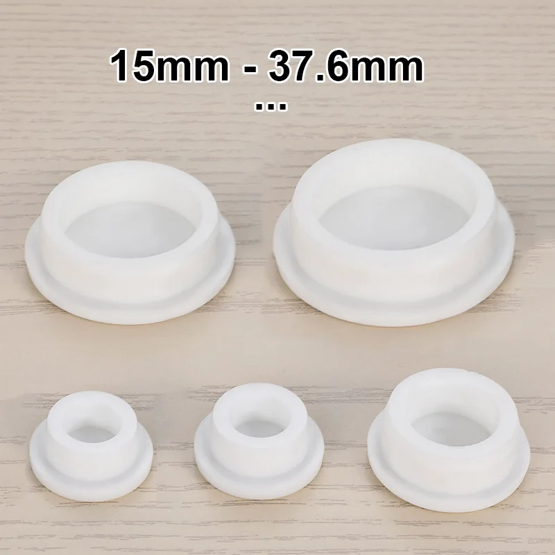 Tampas de furo de borracha de silicone branco 15-37.6mm t-tipo plug capa snap-on gaxeta blanking tampa de vedação de vedação de poeira à prova dwaterproof água