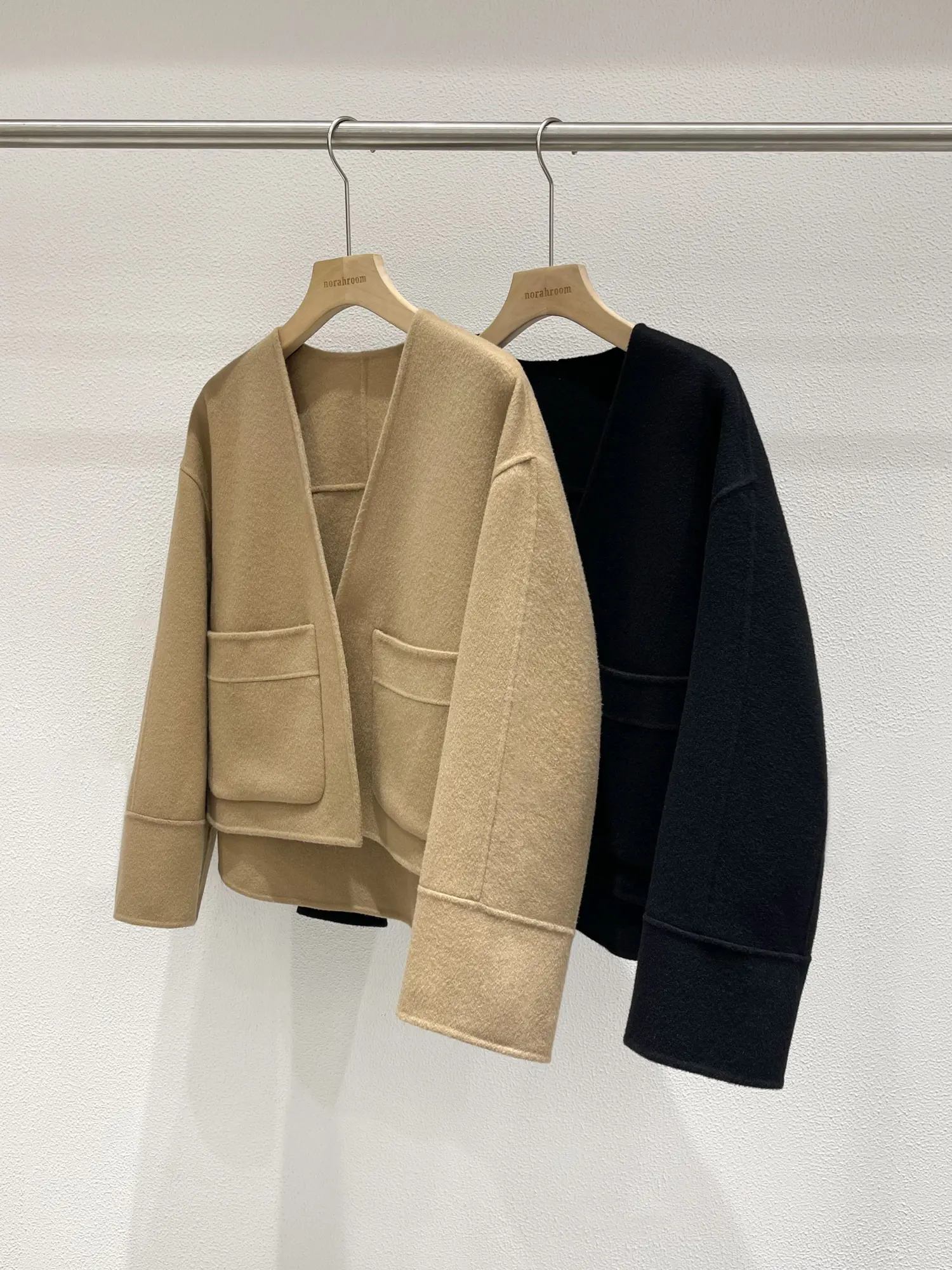 معطف نوك شياولا الأصلي لخريف 2025، تصميم جديد من ماركة SIS، معطف قصير أنيق بدون أزرار للعمل، نسخة كورية مستقيمة من مزيج الصوف