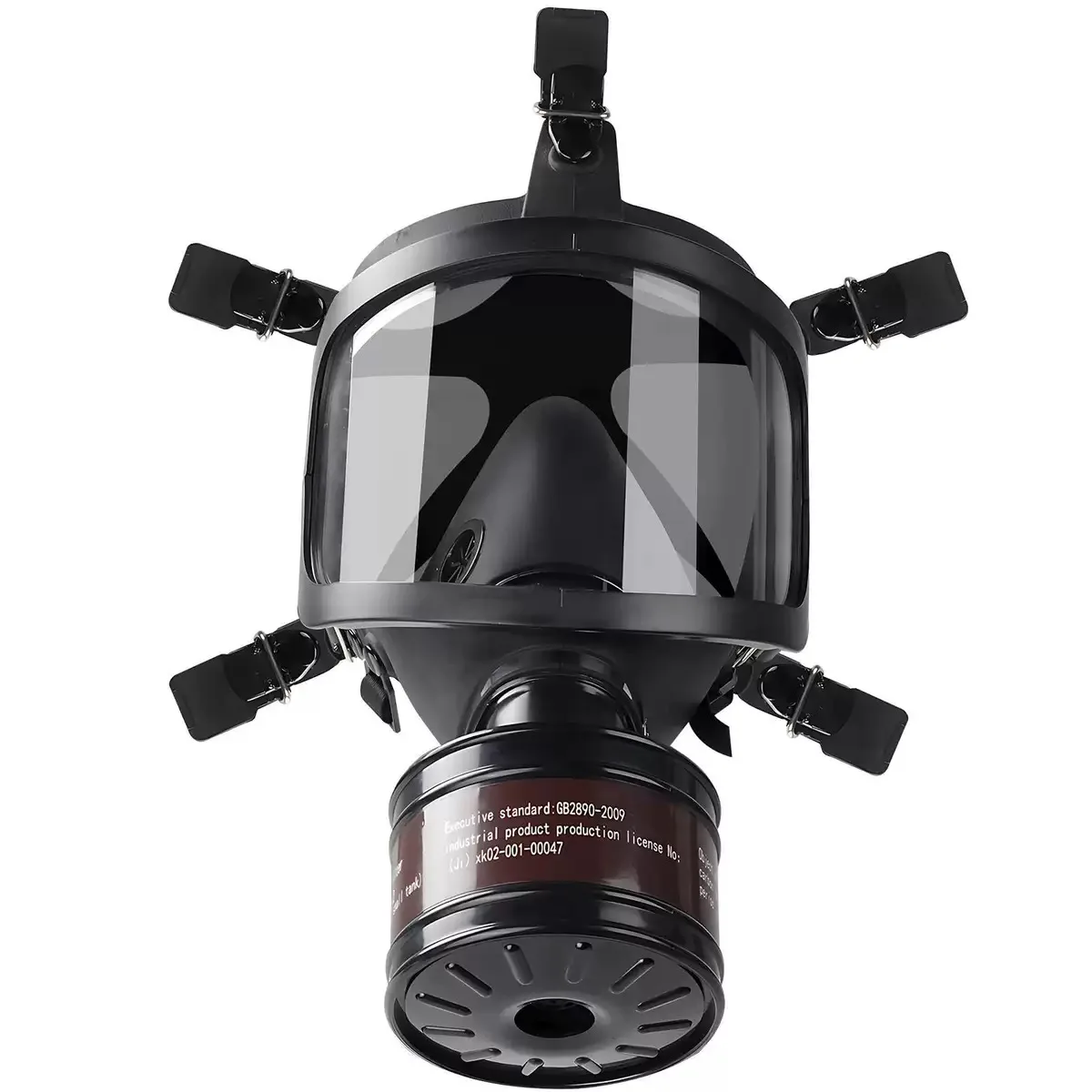 Self-contained filtering fire and volcanic smoke and gas protective full-face mask with black hood