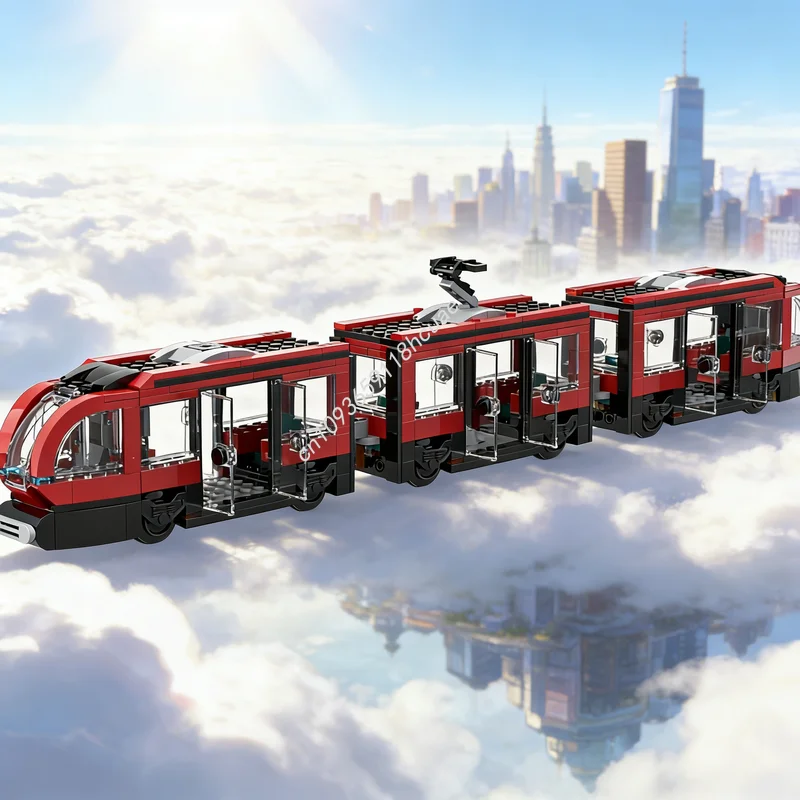 

496pcs MOC Low Floor Downtown Streetcar City Trains Model Building Blocks Toys Construction Education Christmas Gift Idea