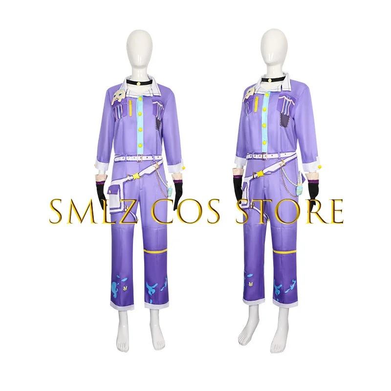 Anime PJSK Kamishiro Rui AND Tenma Tsukasa Cosplay Costume Man Purple Yellow Uniform Workwear Wig Set Party Play Outfit view 2