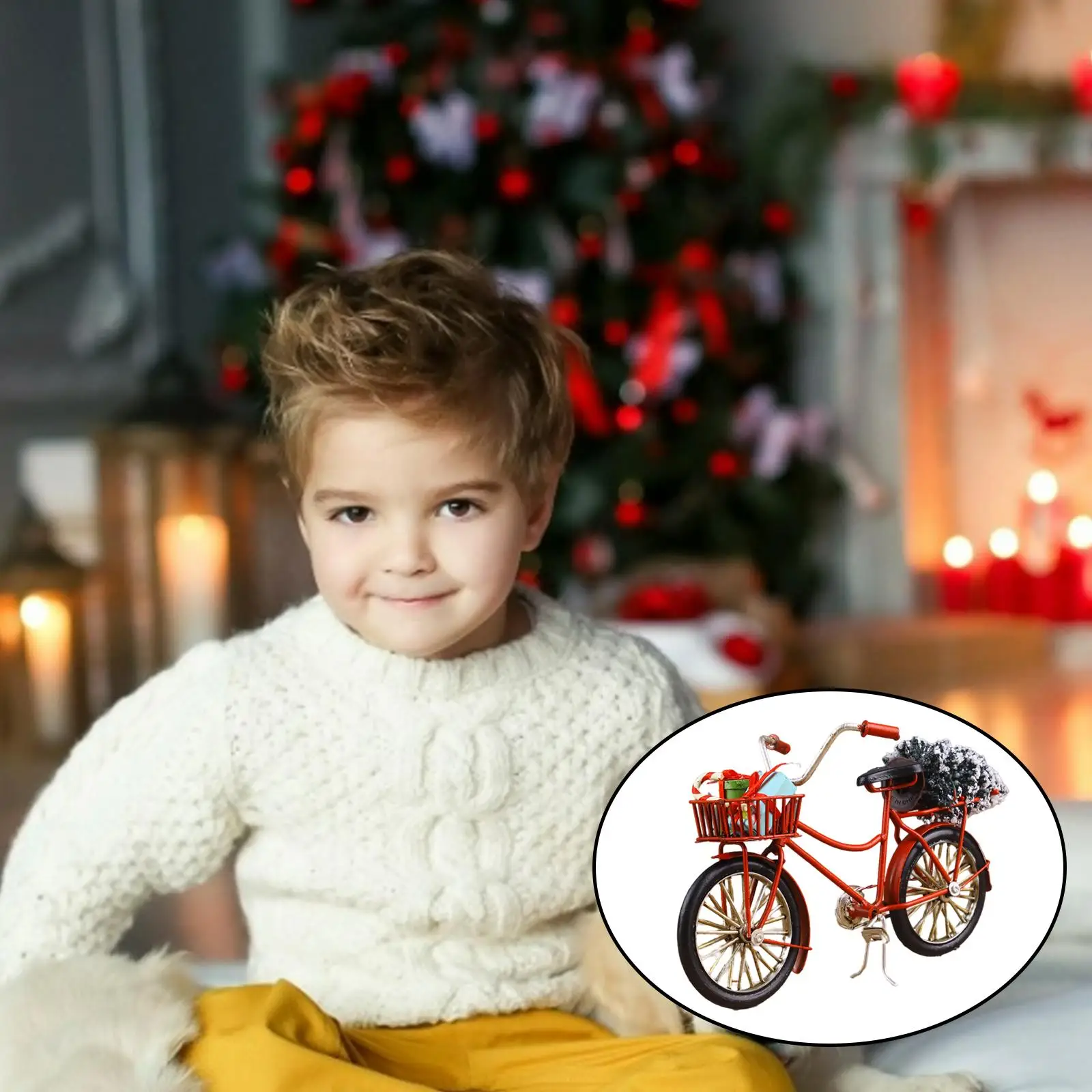 Veículos de mountain bike escala 1:10, bicicleta de dedo com caixa de presentes, modelo de casa de bonecas, quarto, escritório, decoração de mesa, brinquedos infantis